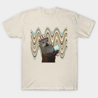 Otter With Ice Cream and Fan Hat T-Shirt